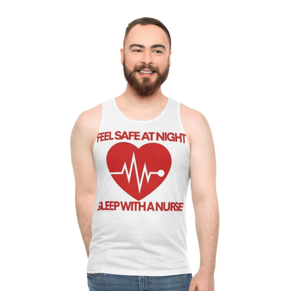 "Feel Safe With a Nurse" Unisex Tank Top