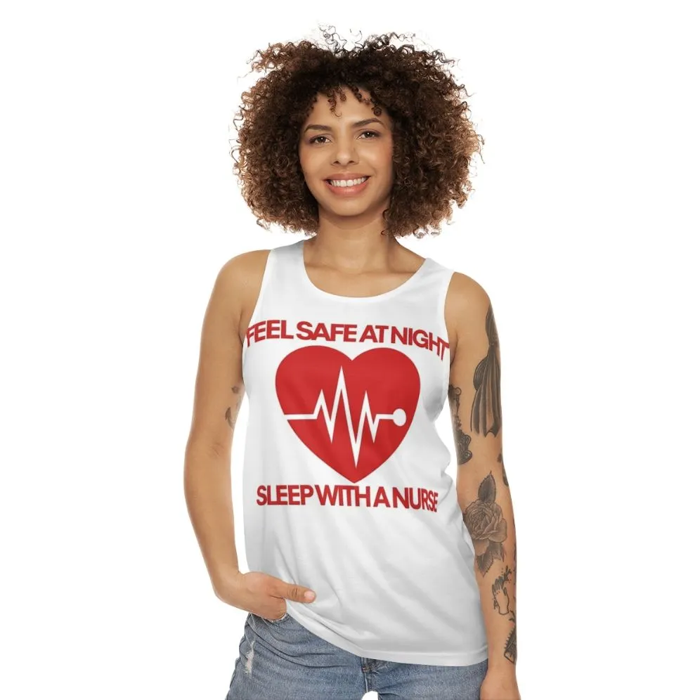 "Feel Safe With a Nurse" Unisex Tank Top