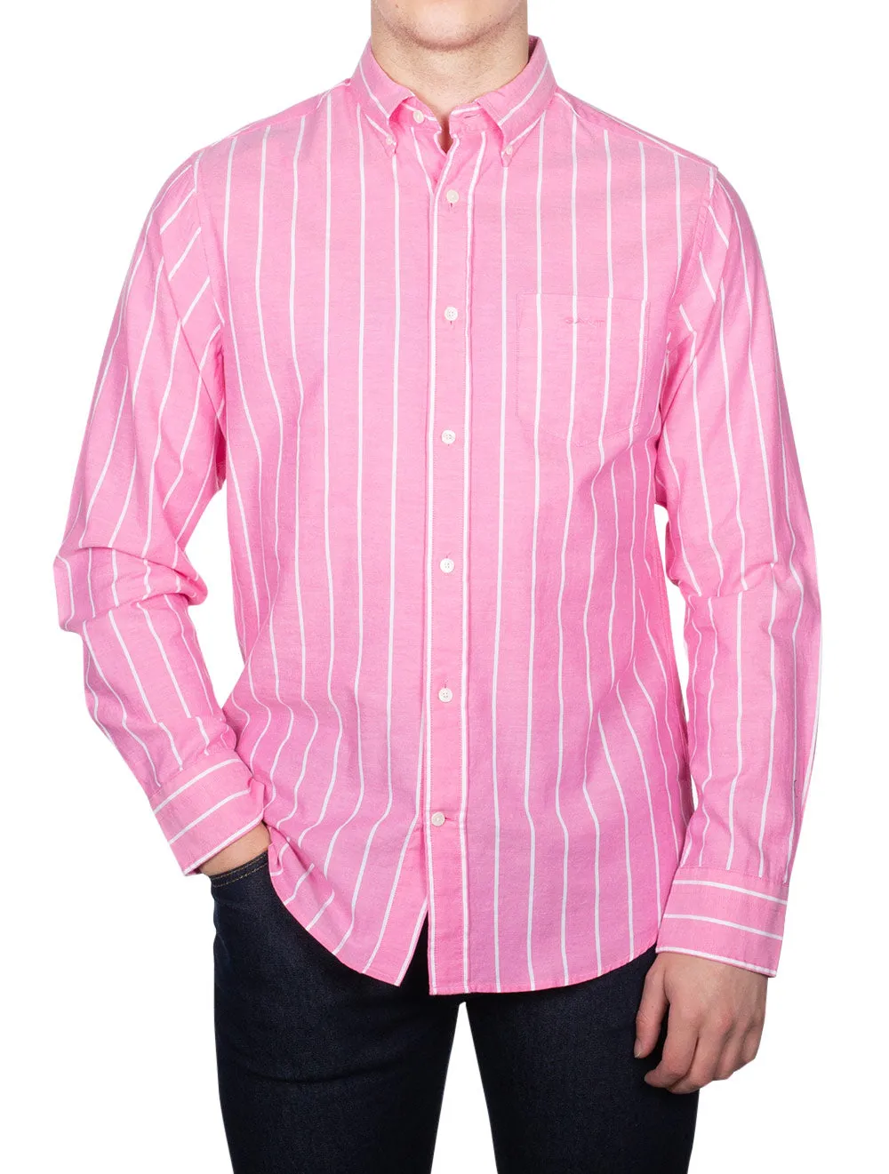 Regular Fit Oxford Stripe Shirt Perky Pink