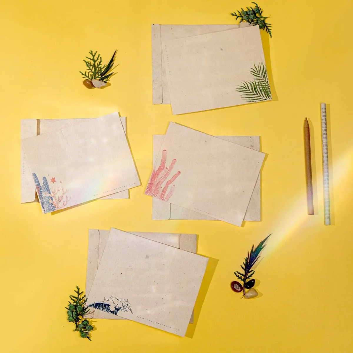 Samudra Handmade Hemp Paper Note Cards Set