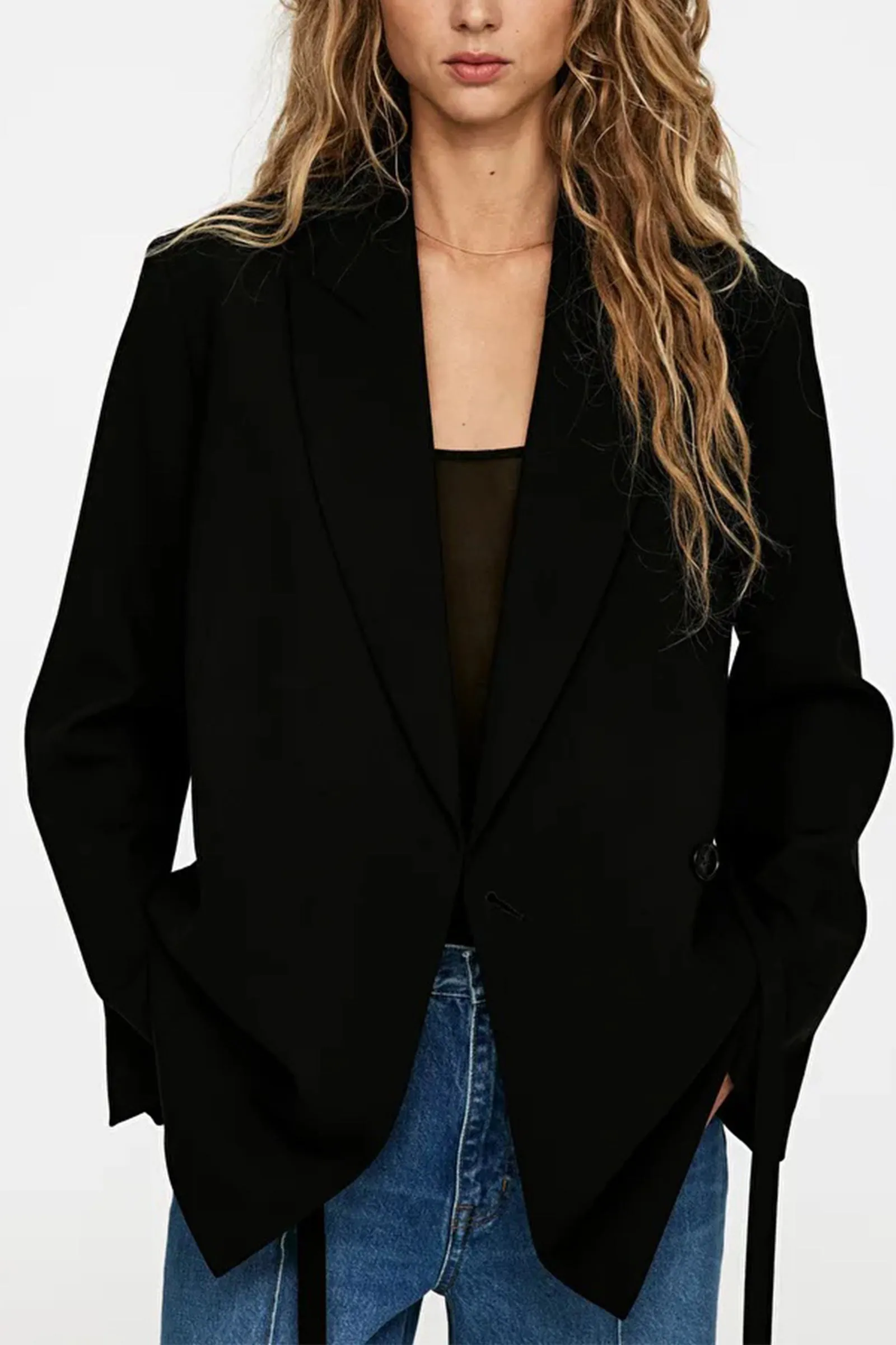 Satin-Lapel Wool-Blend Blazer