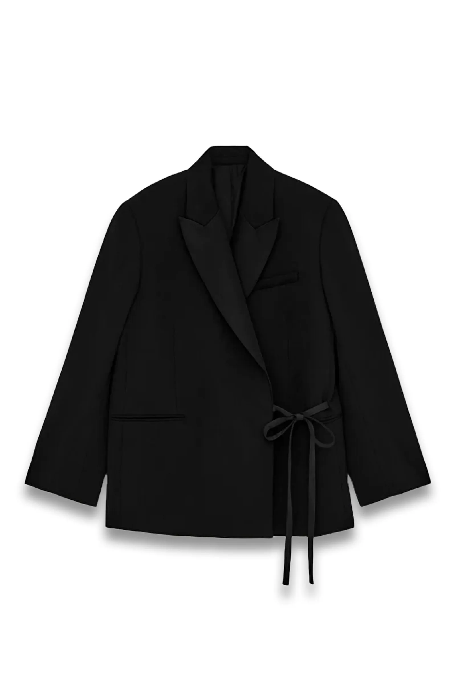 Satin-Lapel Wool-Blend Blazer