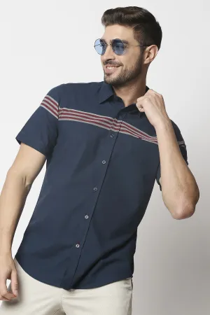 Slim Fit Oxford Eng Weft Stripe Halfsleeves Shirt