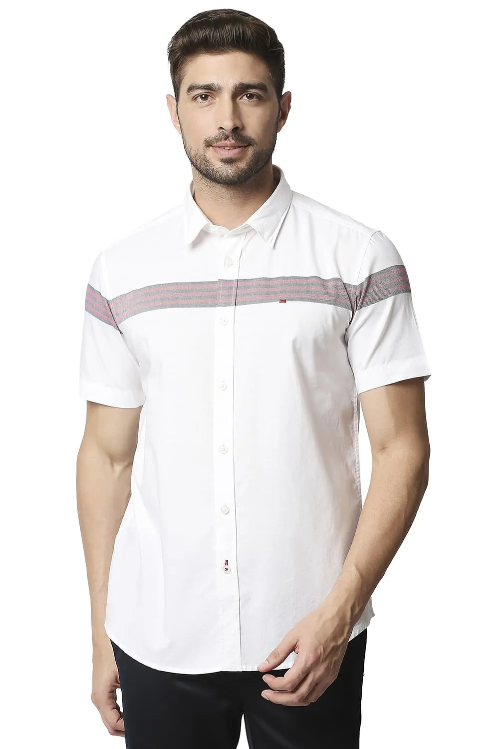 Slim Fit Oxford Eng Weft Stripe Halfsleeves Shirt