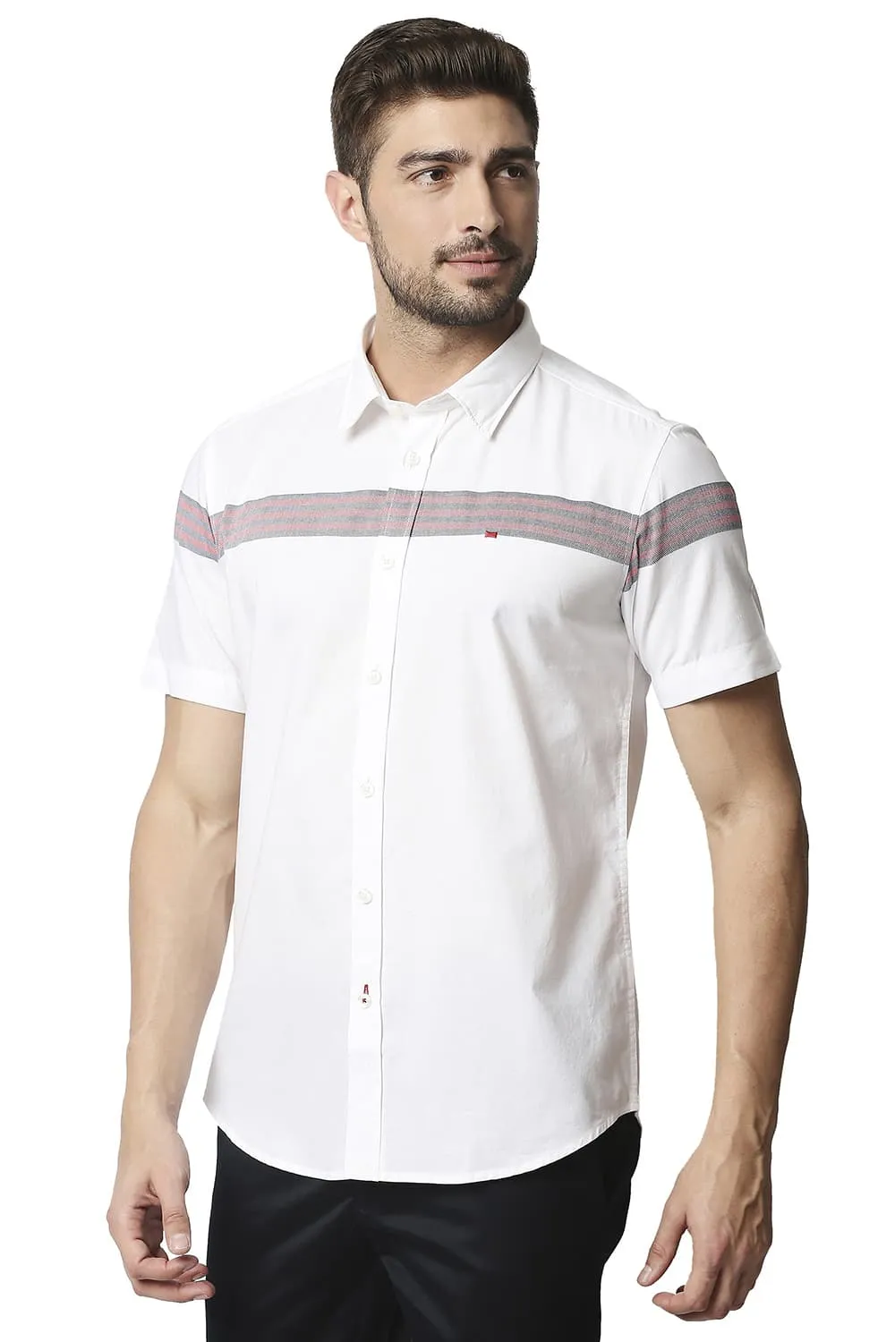 Slim Fit Oxford Eng Weft Stripe Halfsleeves Shirt