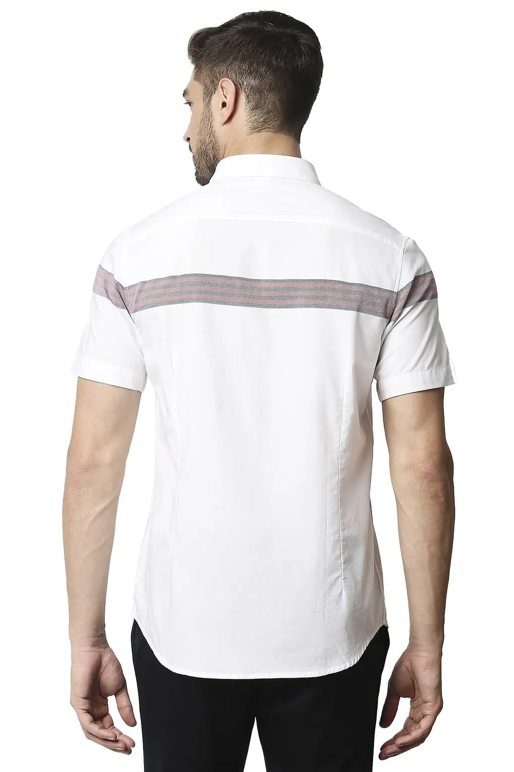 Slim Fit Oxford Eng Weft Stripe Halfsleeves Shirt