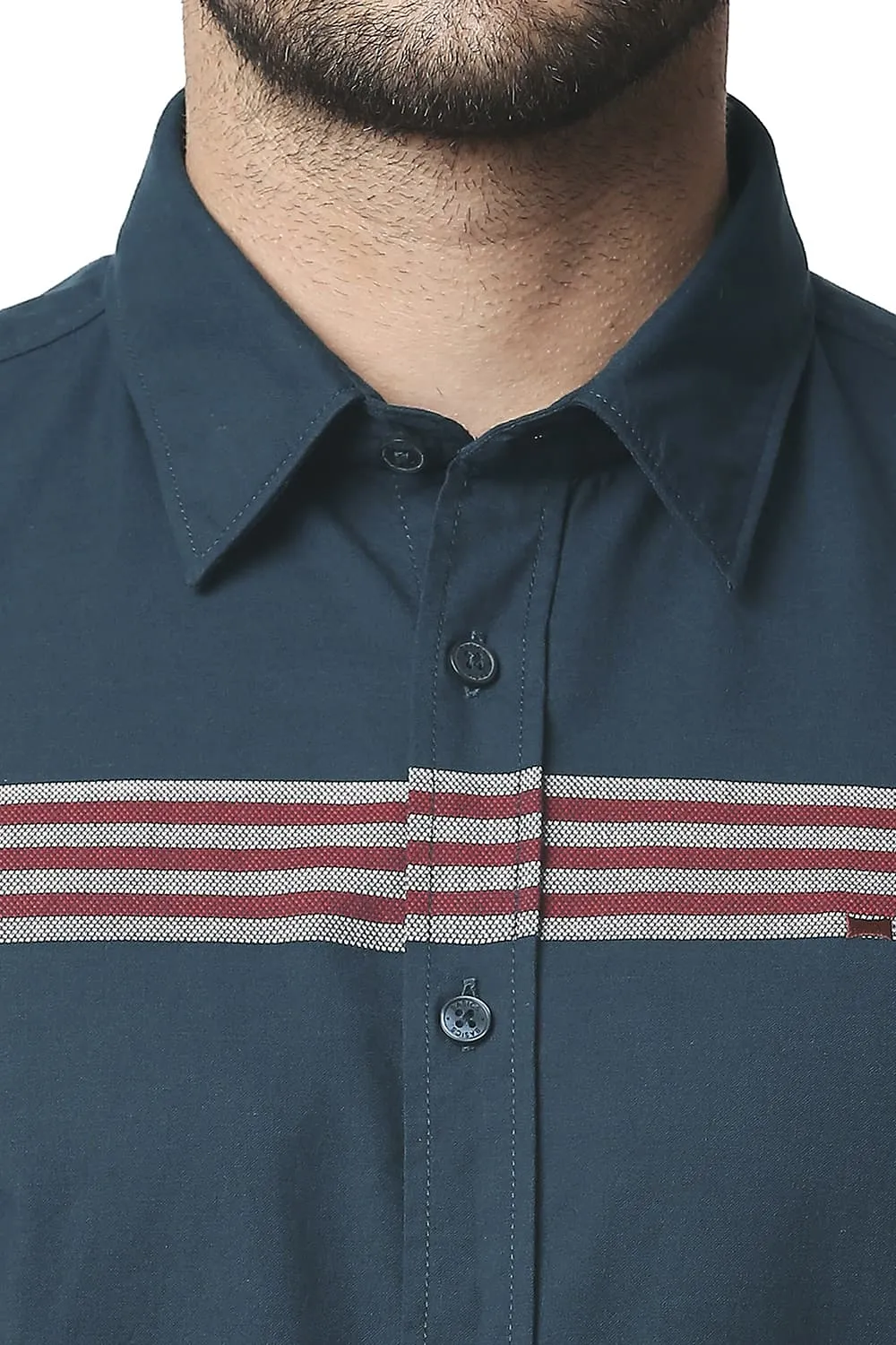 Slim Fit Oxford Eng Weft Stripe Halfsleeves Shirt