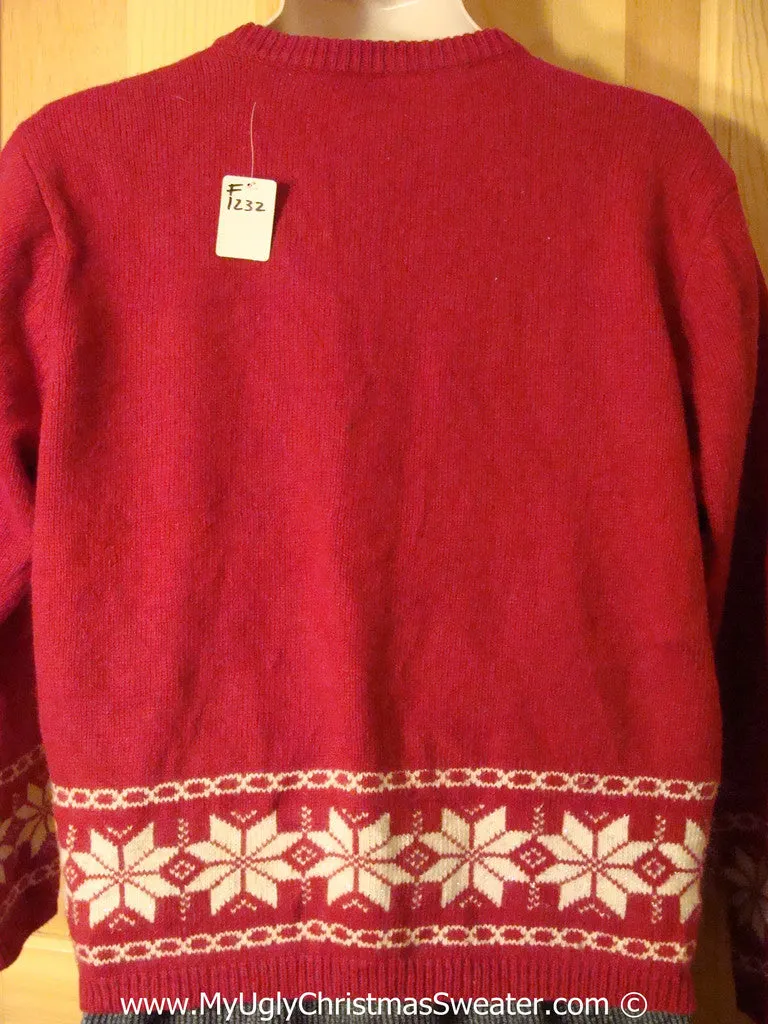 Tacky Red Sweater with Snowmen and Snowflakes (f1232)
