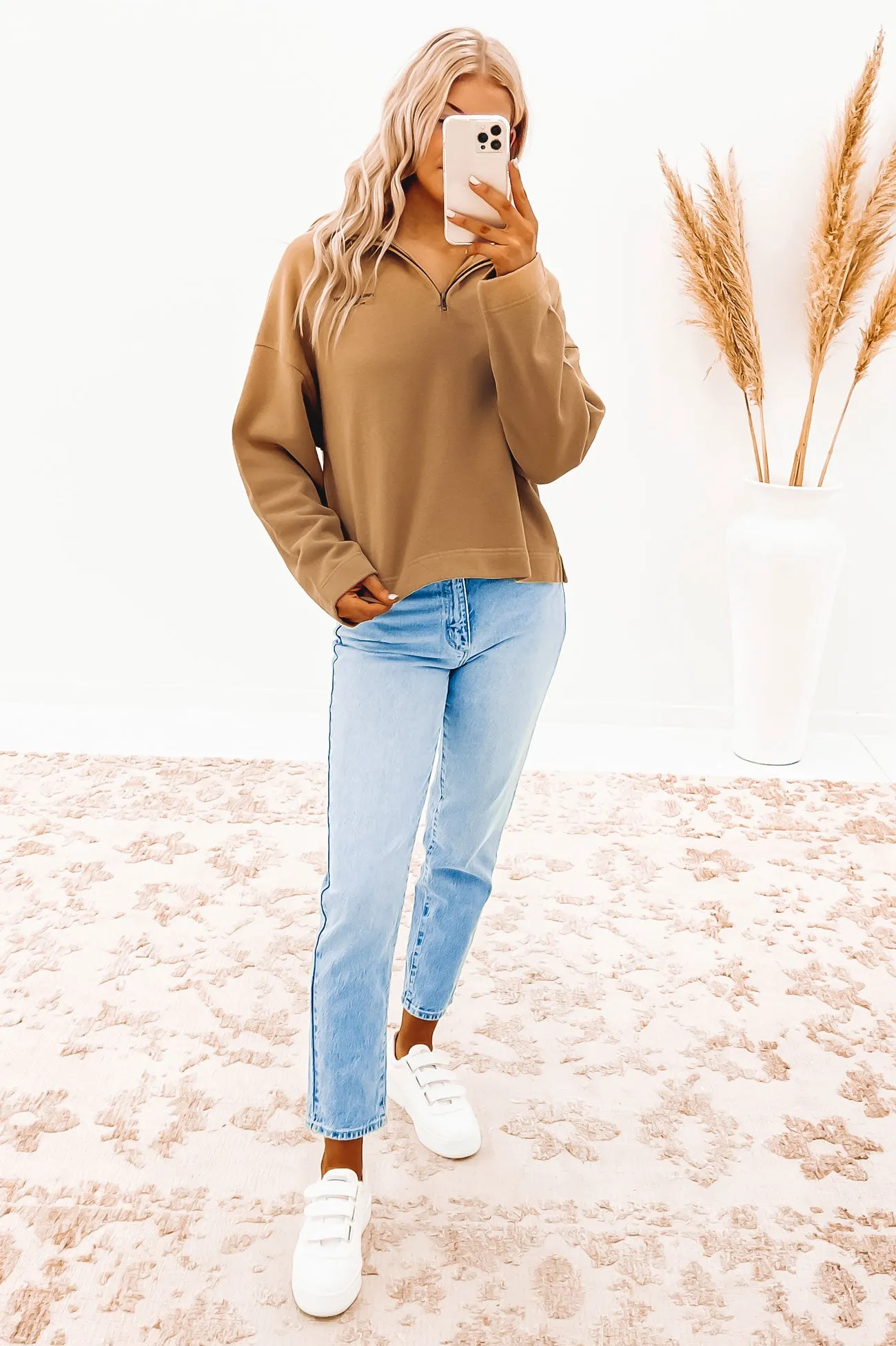 Thrills Stamp 3/4 Zip Pullover Sand