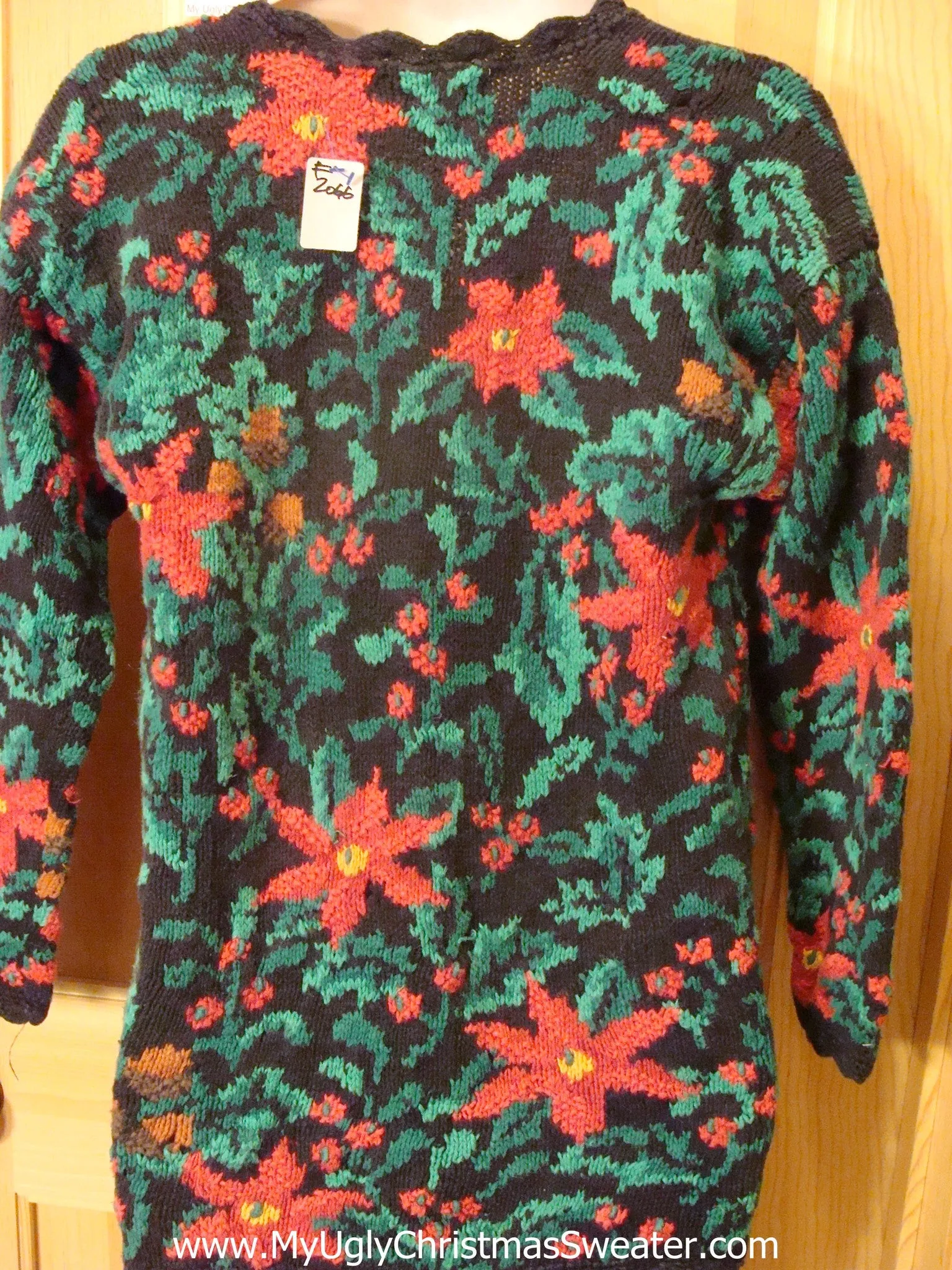 Ugliest Two Sided Ugly Christmas Sweater with Poinsettias