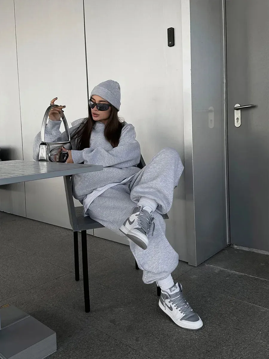 Wolfgang ladies vintage Fleece Hoodie and jogging pants 2-Piece Set thick hoodie and joggers set