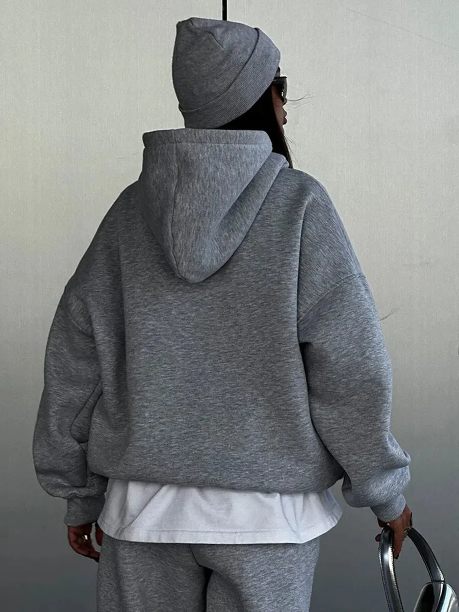 Wolfgang ladies vintage Fleece Hoodie and jogging pants 2-Piece Set thick hoodie and joggers set