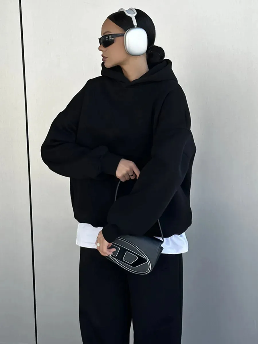 Wolfgang ladies vintage Fleece Hoodie and jogging pants 2-Piece Set thick hoodie and joggers set
