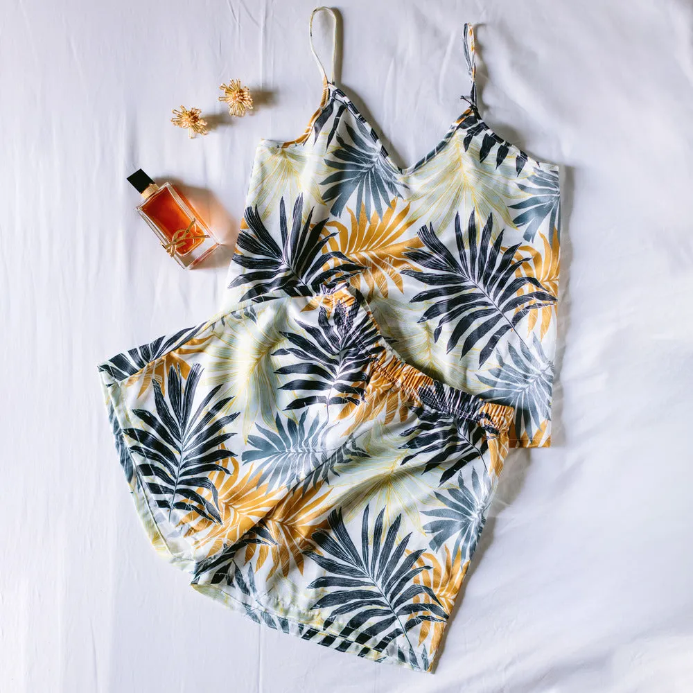 Women summer pajama set Havane leaves top   shorts