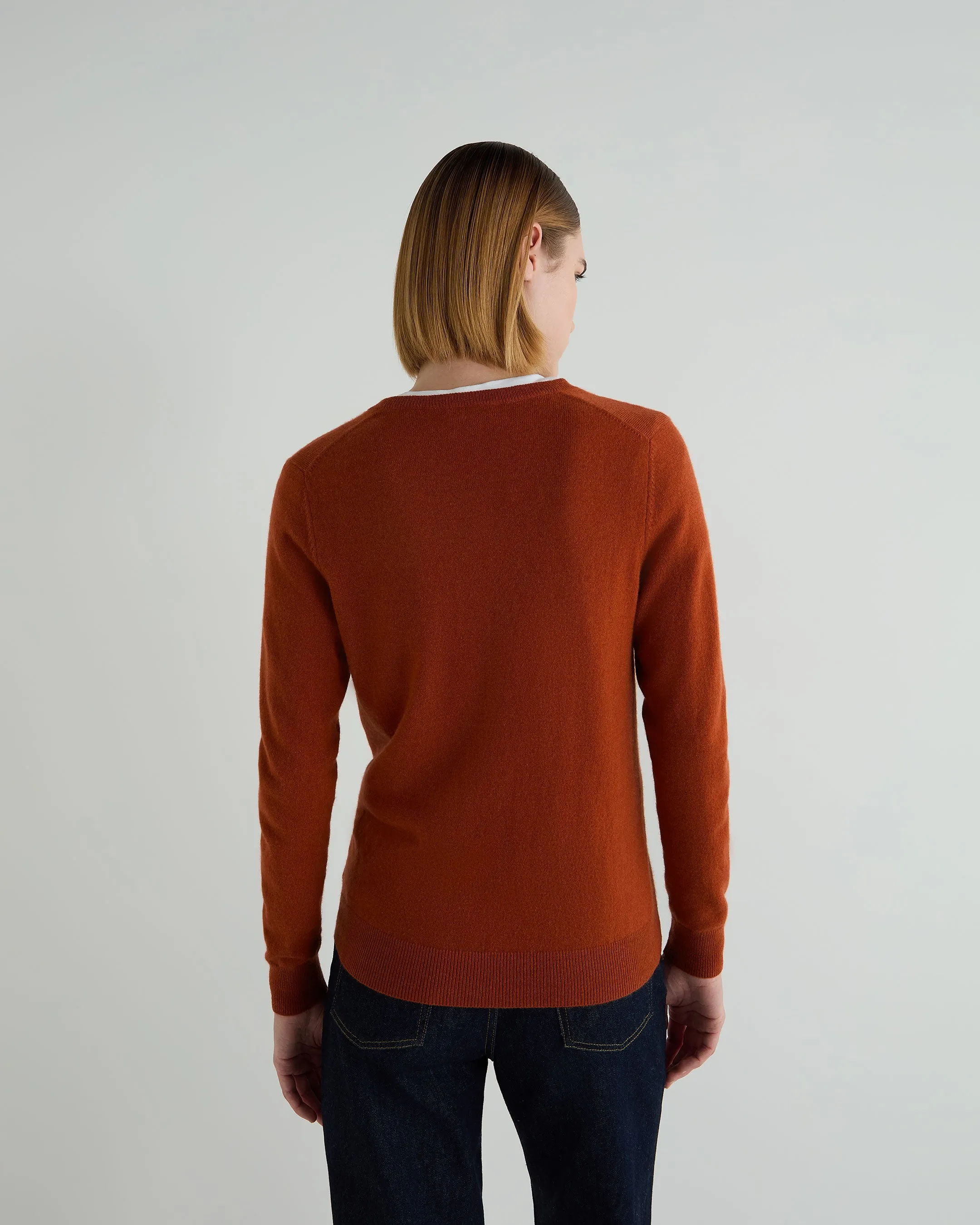 Women's Phoebe V Neck Cashmere Jumper Rust Orange