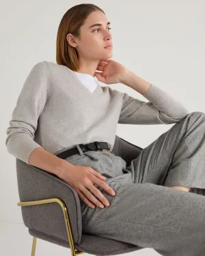 Women's Phoebe V Neck Cashmere Jumper With Lurex Sand Brown Sparkle